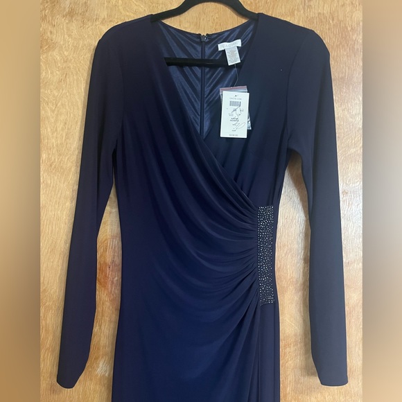 Cache Long Sleeve Maxi evening gown dress. NWT size 4. Navy blue - Picture 1 of 11
